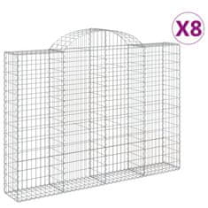 Vidaxl Obokane gabion košare 8 kosov 200x30x140/160cm pocinkano železo