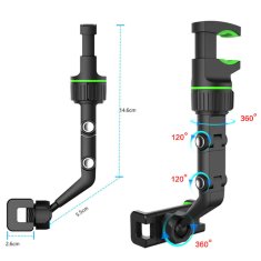 Miramarket Alogy nastavljiv avtomobilski nosilec za telefon 6.9 za avto na vzvratnem ogledalu črno-zelen