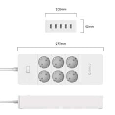 Orico Napajalnik Orico, 6 vtičnic + 5x USB, 4000 W (bela)