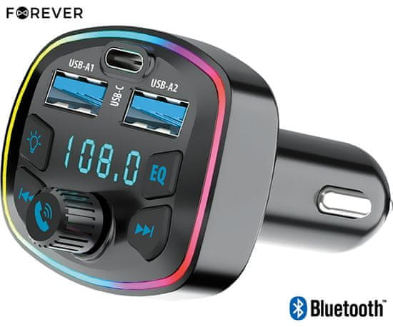 Forever TR-360 FM oddajnik / transmitter, Bluetooth, klicanje, USB-A, USB-C