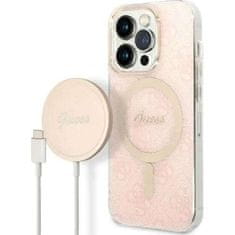 Guess Guess GUBPP14XH4EACSP Ohišje+polnilec iPhone 14 Pro Max 6,7" roza/rožnato trdo ohišje 4G Natisni komplet MagSafe