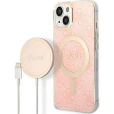 Guess Guess GUBPP14MH4EACSP Ohišje+polnilec za iPhone 14 Plus 6,7" roza/rožnato trdo ohišje 4G Print MagSafe