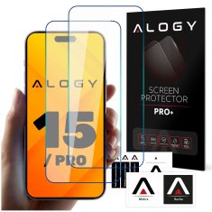 Miramarket 2x 9H kaljeno steklo za iPhone 15 / 15 Pro zaslon Alogy Screen Protector PRO+