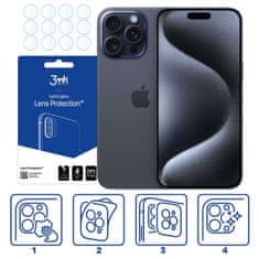 3MK Hibridno steklo za iPhone 15 Pro pokrov objektiva kamere 3mk Zaščita objektiva 4x komplet