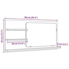 Vidaxl Kopalniška omarica z ogledalom betonsko siva 90x11x45 cm les