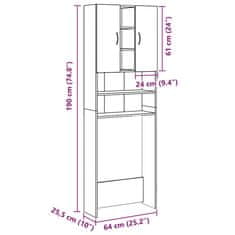 Vidaxl Omara za pralni stroj betonsko siva 64x25,5x190 cm