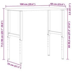 Vidaxl Delovna miza 100x60x(71,5-98) cm trdna hrastovina