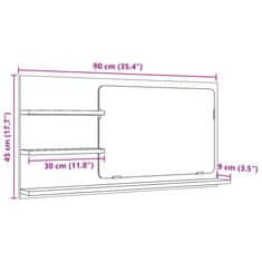 Vidaxl Kopalniška omarica z ogledalom starinski les 90x11x45 cm les