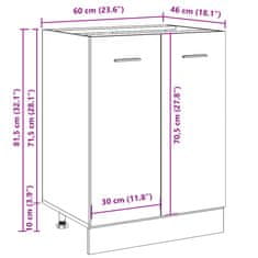 Vidaxl Spodnja omarica starinski les 60x46x81,5 cm inženirski les