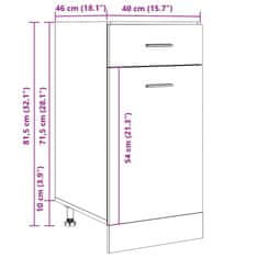 Vidaxl Spodnja omarica s predalom starinski les 40x46x81,5 cm inž. les