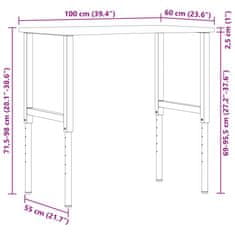 Vidaxl Delovna miza 100x60x(71,5-98) cm trdna hrastovina