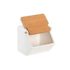 Miramarket Mešalec soli s pokrovom DKD Home Decor 12,5 x 14 x 12 cm Naraven Porcelan Bela