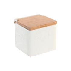 Miramarket Mešalec soli s pokrovom DKD Home Decor 10,5 x 9 x 9 cm Naraven Porcelan Bela