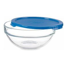 Miramarket Okrogla Posoda za Malico s Pokrovom Chefs Modra Plastika Steklo (595 ml) (14 x 6,3 x 14 cm)