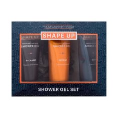 Xpel Shape Up Shower Gel Set Set gel za prhanje Bergamot & Mint 100 ml + gel za prhanje Peppermint & Orange 100 ml + gel za prhanje Water Mint & Sage 100 ml + gobica za prhanje za moške