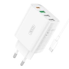 XO Stenski polnilec XO L120 1xUSB-C,20W,1xUSB-1, 18W s kablom USB-C (bel)