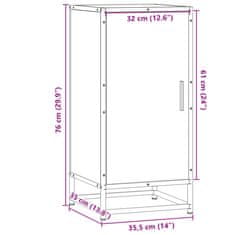 Vidaxl Komoda sonoma hrast 35,5x35x76 cm inženirski les in kovina