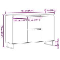 Vidaxl Komoda starinski les 104x35x70 cm inženirski les