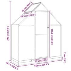 Vidaxl Rastlinjak z okvirjem srebrn 169x58x202 cm aluminij