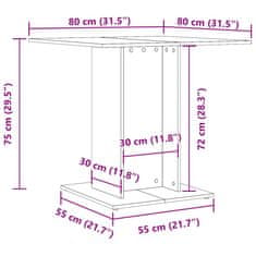 Vidaxl Jedilna miza artisan hrast 80x80x75 cm inženirski les