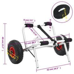 Vidaxl Voziček za kajak zložljiv 45 kg aluminij