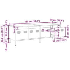 Vidaxl TV omarica gorčično rumena 135x39x43,5cm hladno valjano jeklo