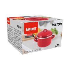 BANQUET Emajliran lonec MILTON Red 12 cm, 0,78 l, s pokrovom