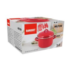 BANQUET Emajliran lonec MILTON Red 20 cm, 3,4 l, s pokrovom