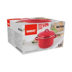 BANQUET Emajliran lonec MILTON Red 24 cm, 5,9 l, s pokrovom