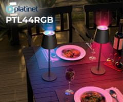 Platinet PTL44RGB brezžična namizna LED svetilka, 400 lum, 4000mAh, IP44, USB-C, 37x12cm, črna