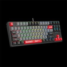 A4Tech Bloody S87 mehanska gaming tipkovnica TKL, RGB osvetlitev, rdeče stikalo, USB, CZ, črna/rdeča