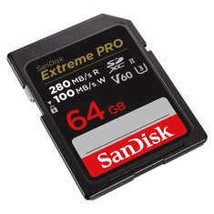 SanDisk Extreme PRO 64 GB V60 UHS-II kartice SD, 280/100 MB/s,V60,C10,UHS-II