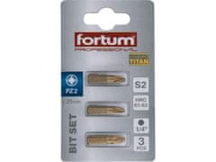 Fortum Križna točka pozidriv, nastavljeno 3ks, PZ 2x25mm,titan. prilagajanje, S2