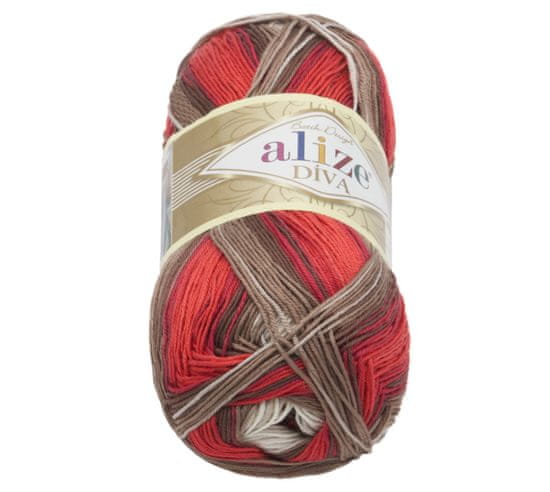 Alize Preja DIVA BATIK - 100 g / 350 m - bela, bež, bordo