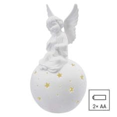 Emos Keramični angel LED, 29 cm, 2x AA, notranje, topla bela