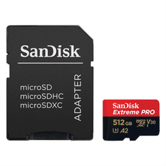 SanDisk Extreme PRO microSDXC 512 GB + SD adapter 200 MB/s in 140 MB/s A2 C10 V30 UHS-I U3