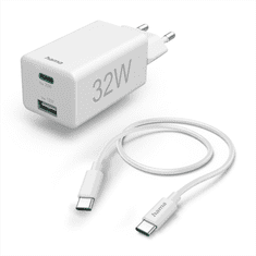 Hama komplet: hitri polnilec USB-C PD/QC, USB-A, 32 W + kabel USB-C 1 m