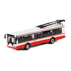 Kovinski trolejbus rdeče barve 16 cm