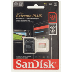 SanDisk Extreme PLUS microSDXC 256 GB + SD adapter 200 MB/s in 140 MB/s A2 C10 V30 UHS-I U3