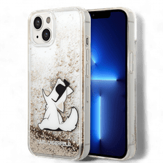 Karl Lagerfeld Ovitek Karl Lagerfeld "Choupette - liquid gold glitter" za iPhone 14 (KLHCP14SGCFD)