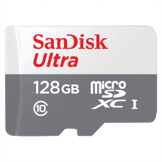 SanDisk Ultra microSDXC 128GB 100MB/s Class 10 UHS-I, z adapterjem