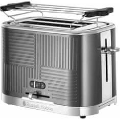 shumee Russell Hobbs 25250-56 Geo Steel Toaster Toaster, 4 funkcije, nastavljiva temperatura, grelnik za peko, prijemalke