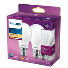 shumee Philips Equivalent60W E27 LED žarnica, topla bela, brez možnosti zatemnitve, steklo, 2 kosa