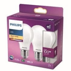 shumee Philips Equivalent100W E27 LED žarnica, topla bela, brez možnosti zatemnitve, steklo, 2 kosa