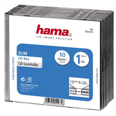 Hama CD BOX SLIM nadomestno ohišje, 10 kosov/paket, prozorno/črno