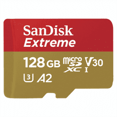 SanDisk Extreme microSDXC kartica za mobilne igre 128GB 190MB/s in 90MB/s, A2 C10 V30 UHS-I U3