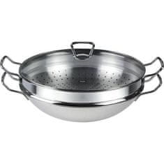 Fissler Ponev WOK iz nerjavečega jekla s steklenim pokrovom - O 36 cm - Nanjing -