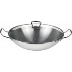 Fissler Ponev WOK iz nerjavečega jekla s steklenim pokrovom - O 36 cm - Kunming -