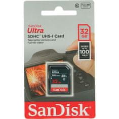 SanDisk Ultra 32GB SDHC C10, U1, Full HD, SD spominska kartica100MB/s