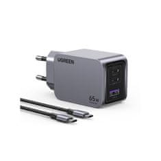 Ugreen Nexode Pro 65W 3-Portni GaN USB polnilec s priloženim 1,5M 100W USB-C polnilnim kablom